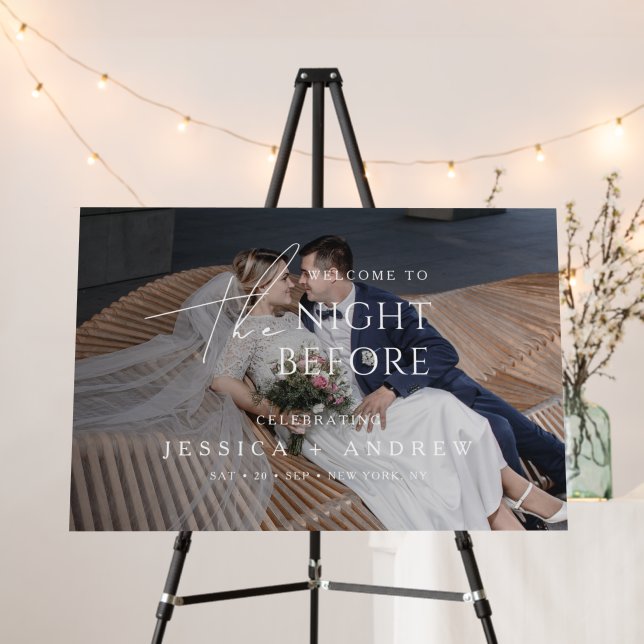 Elegant Photo Rehearsal Dinner Wedding Welcome Foam Board (In Situ (Stand))