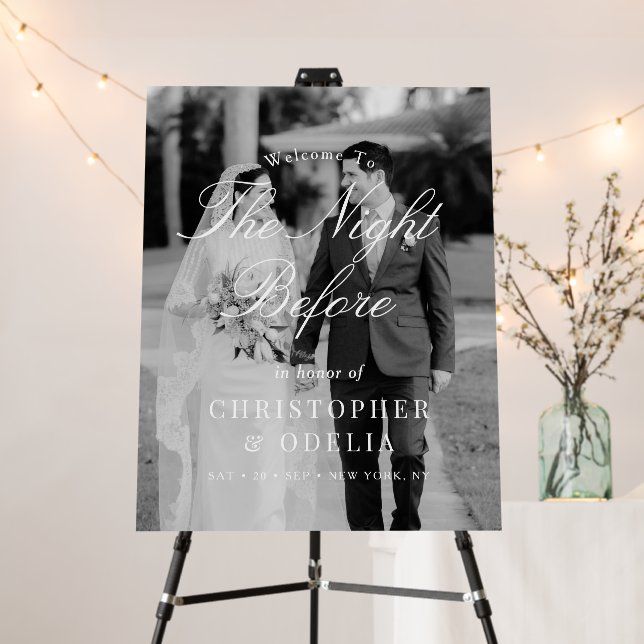 Elegant Photo Rehearsal Dinner Wedding Welcome Foam Board (In Situ (Stand))