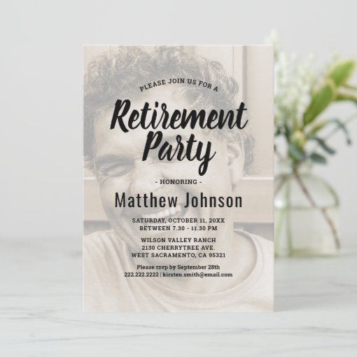 Elegant Photo Retirement Party Invitation | Zazzle