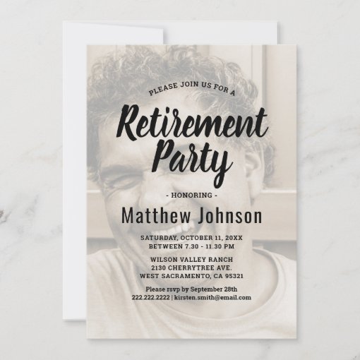 Elegant Photo Retirement Party Invitation | Zazzle