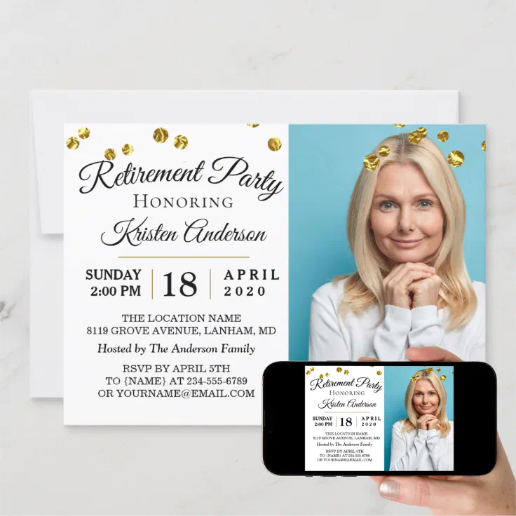 Elegant Photo Retirement Party Invitation | Zazzle