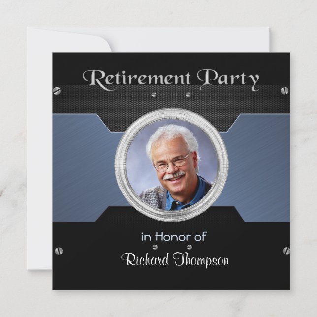 Elegant Photo Retirement Party Invitations (Front)