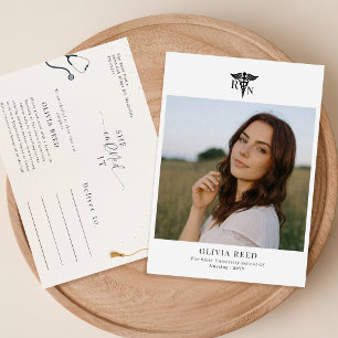 Elegant Photo RN Nursing Graduation Announcement Postcard