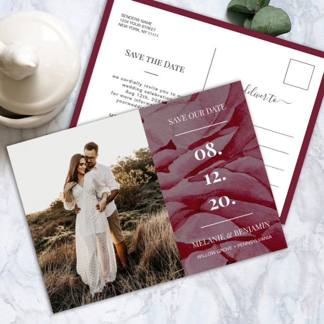 Elegant Photo Romantic Flower Save the Date Postcard (Elegant Photo Romantic Flower Save the Date Postcard)