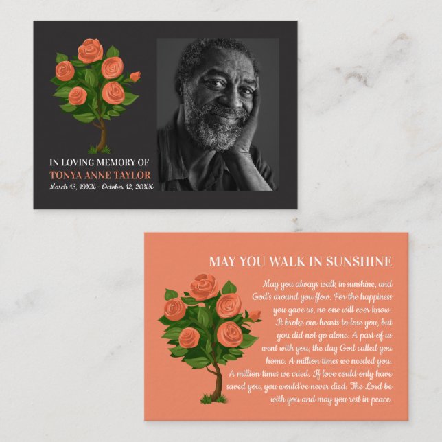 Elegant Photo, Rose Bush, Prayer Card (Front/Back)