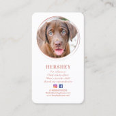 Elegant Photo Rose Gold Dog Pet Social Media Business Card (Front)