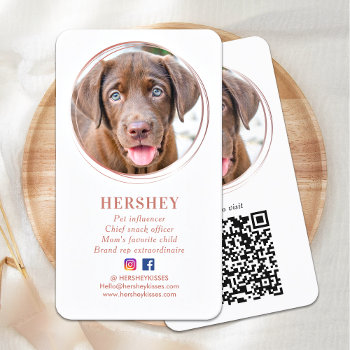 Elegant Photo Rose Gold Dog Pet Social Media Business Card by BlackDogArtJudy at Zazzle