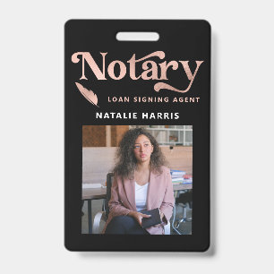 Elegant Photo Rose Gold Notary Loan Agent Badge
