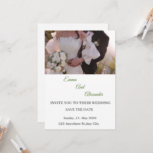 Elegant Photo Save Date Wedding Invitation Card