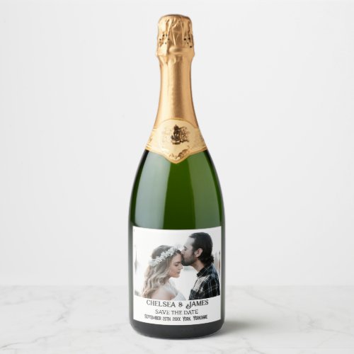 Elegant Photo Save The Date Custom   Sparkling Wine Label