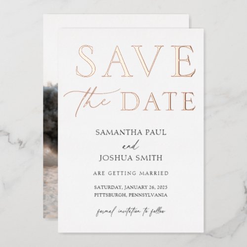 Elegant Photo Save the Date Foil Invitation