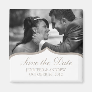 Elegant Photo Save the Date Magnet (light brown)