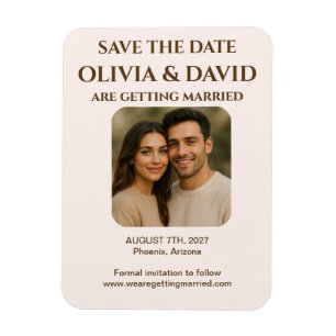 Elegant Photo Save the Date Magnet Modern Luxe