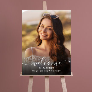 Elegant Photo Script 21st Birthday Party Welcome Foam Board
