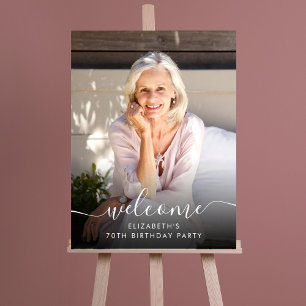 Elegant Photo Script 70th Birthday Party Welcome Foam Board