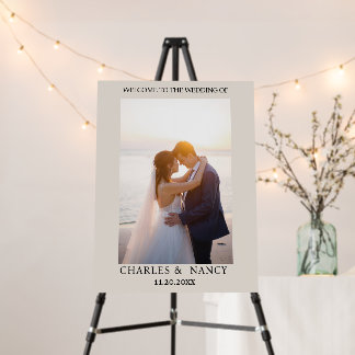 Elegant Photo Script Minimal Wedding Welcome  Foam Board