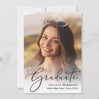 Elegant Photo Script Overlay Graduation Party Invitation | Zazzle