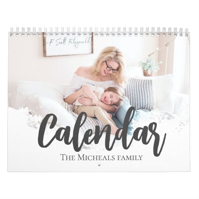 Elegant photo script text family collage calendar (Cover)