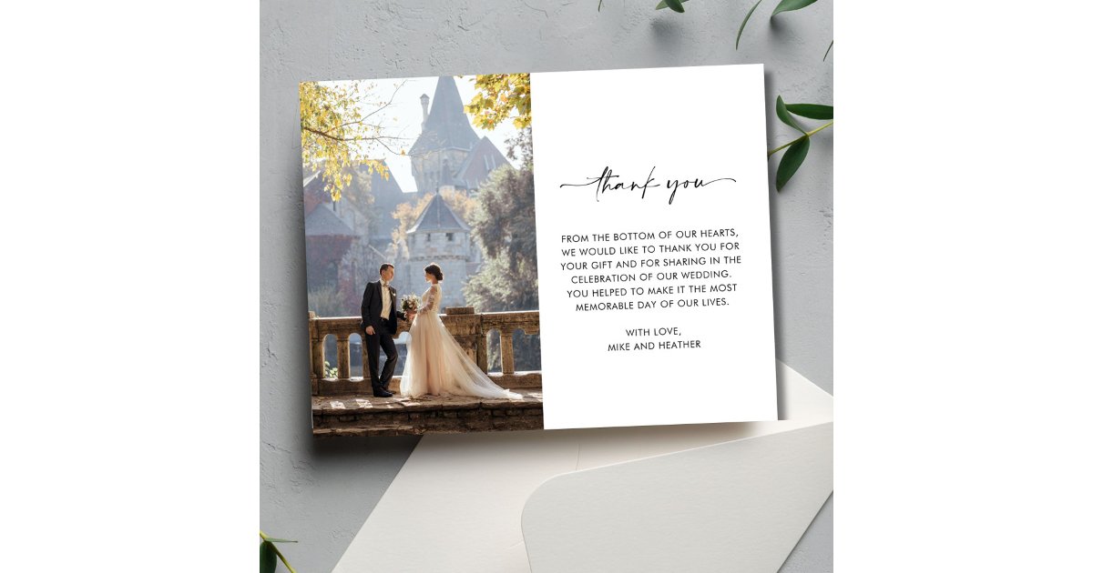 Elegant Photo Script Wedding Thank You Card | Zazzle