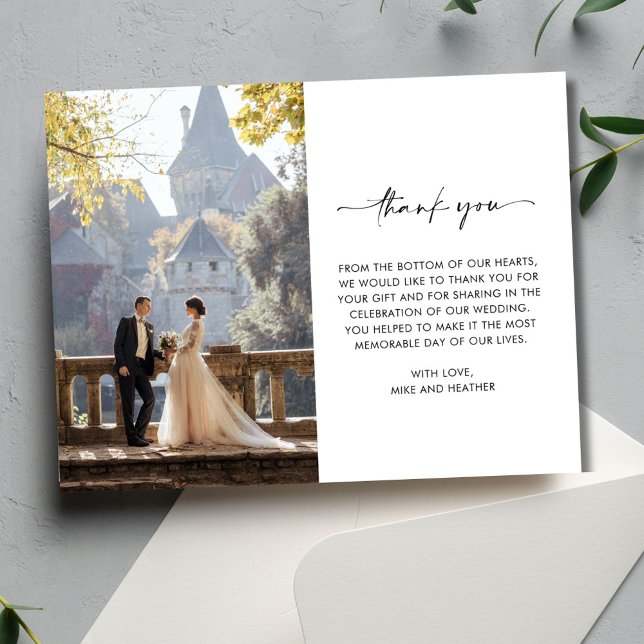 Elegant Photo Script Wedding Thank You Card (Elegant Photo Script Wedding Thank You Card)