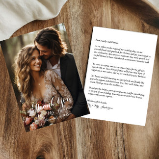 Elegant Photo Script Wedding Thank You Card