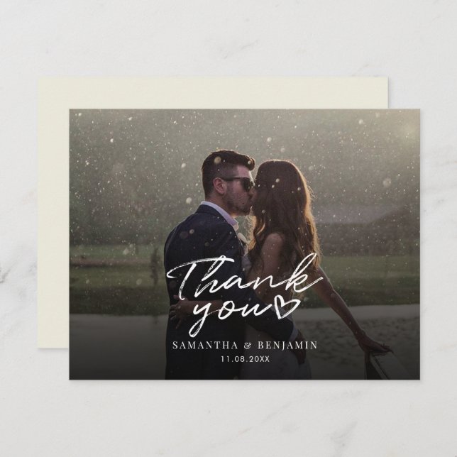 Elegant Photo Script Wedding Thank You Card (Front/Back)