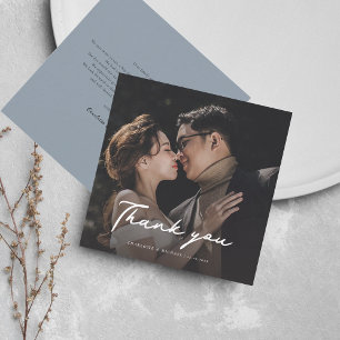 Elegant Photo Script Wedding Thank You Note Card