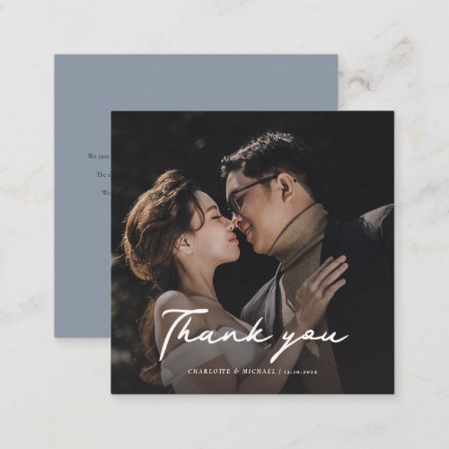 Elegant Photo Script Wedding Thank You Note Card