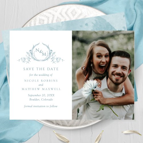 Elegant Photo Sea Glass Monogram Wedding Save The Date