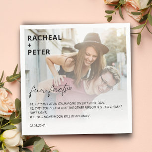 Elegant Photo Simple Couple Fun Fact for Wedding Napkins