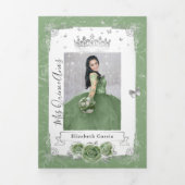 Elegant Photo Spanish Sage Green Silver Quince Tri-Fold Invitation (Cover)