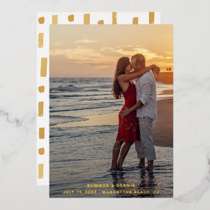 Elegant Photo Spanish Save the Date Gold Foil Invitation