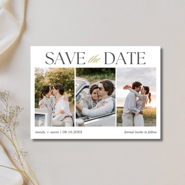 Elegant Photo Strip Wedding  Save The Date (Elegant Photo Strip Wedding Save The Date)