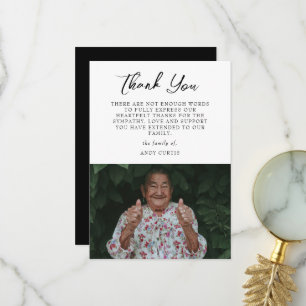 Elegant Photo Sympathy Calligraphy Thank You Card