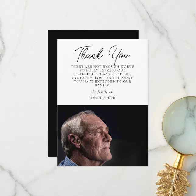 Elegant Photo Sympathy Script Thank You Card | Zazzle