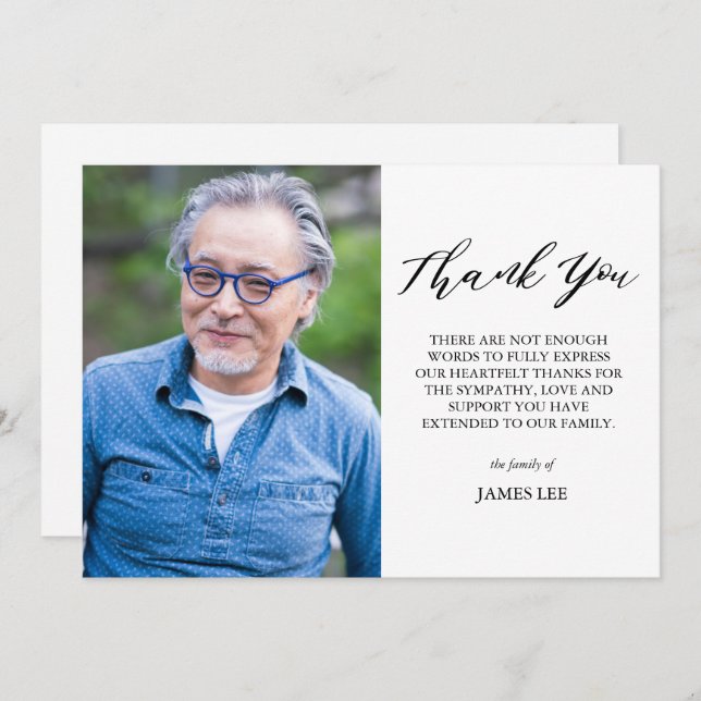 Elegant Photo Sympathy Thank You Card (Front/Back)