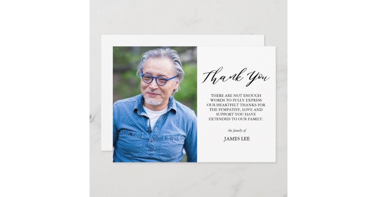 Elegant Photo Sympathy Thank You Card | Zazzle