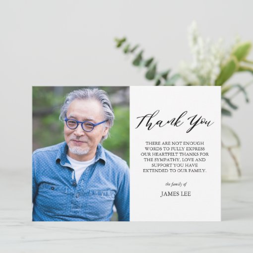 Elegant Photo Sympathy Thank You Card | Zazzle