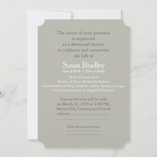 Elegant Photo Template Memorial Funeral Invitation | Zazzle