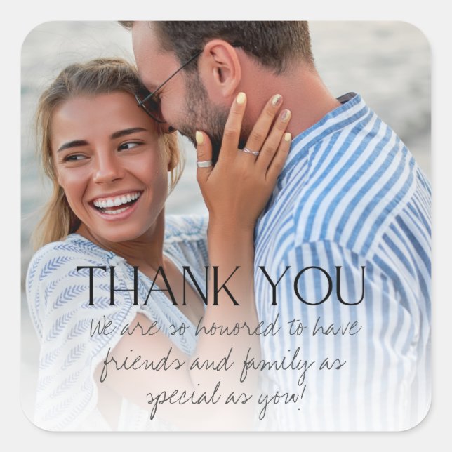 Elegant Photo Thank You Wedding Favor Stickers (Front)