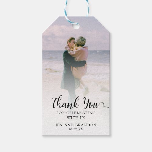 Elegant Photo Thank You Wedding Favor Tag