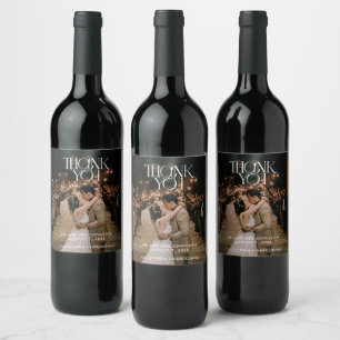 Elegant Photo Thank You Wedding Wine Label