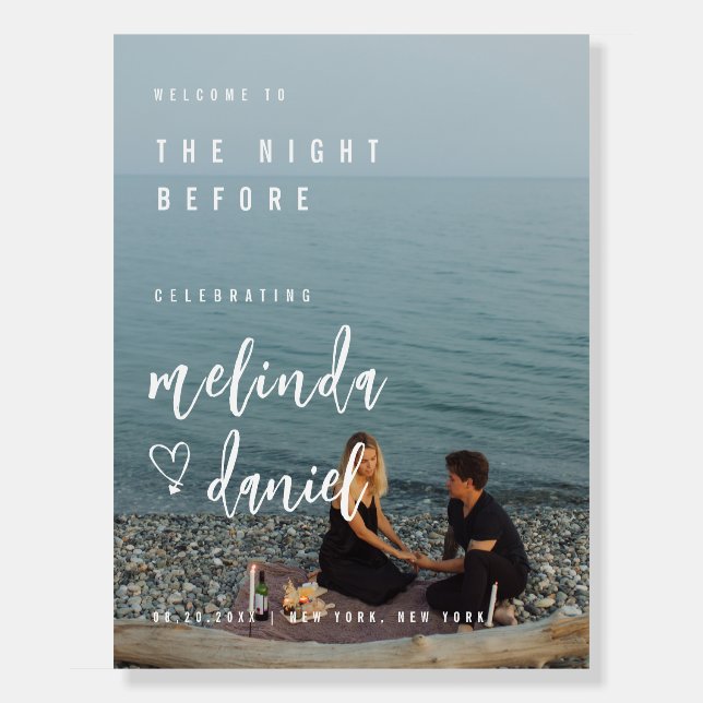 Elegant Photo The Night Before Wedding Sign (Front)