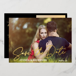 Elegant Photo The Wedding Gold Save The Date Foil Holiday Card