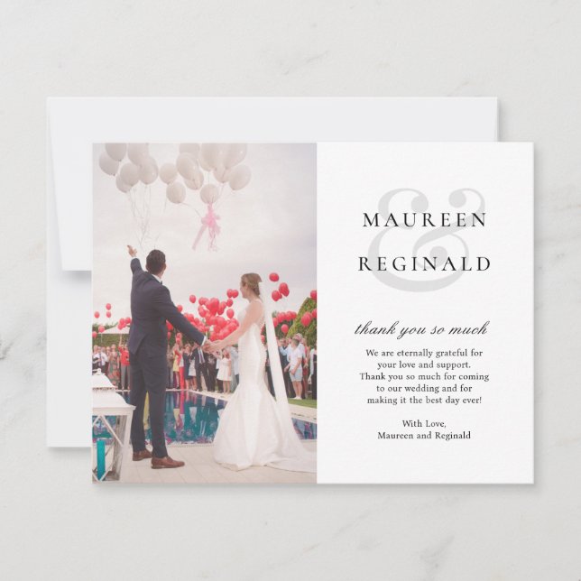 Elegant Photo Traditional Wedding Thank You Card (Front)