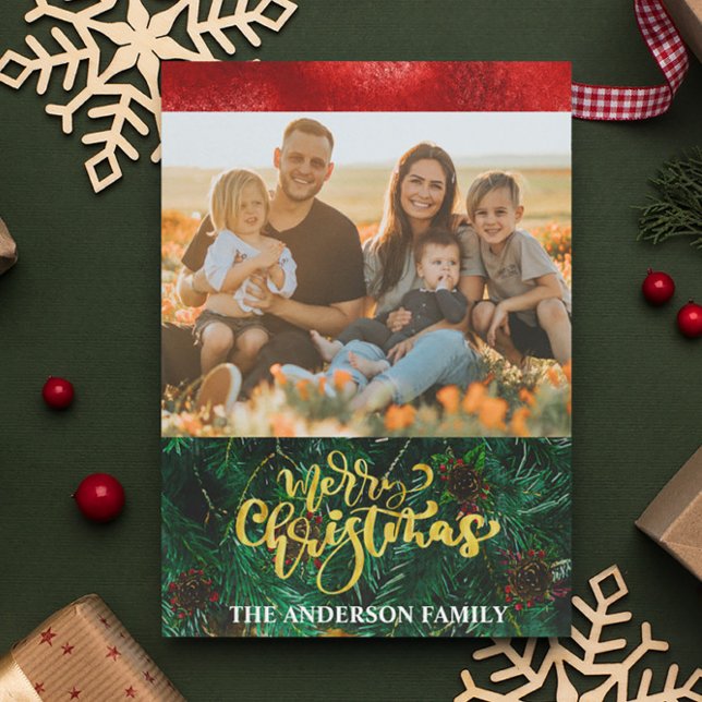 Elegant Photo Trendy Handwritten Script Christmas Holiday Card (Creator Uploaded)