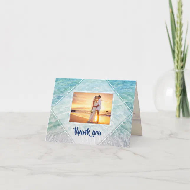 Elegant Photo Tropical Beach Destination Wedding Thank You Card | Zazzle