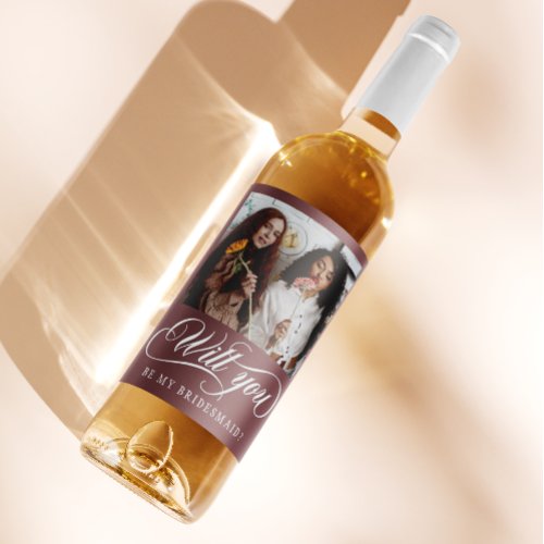 Elegant Photo Typography Bridesmaid Proposal Wine Label