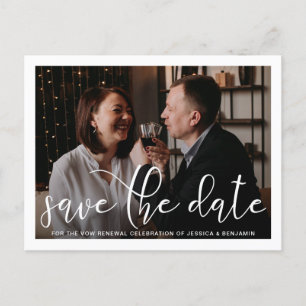 Elegant Photo Vow Renewal Save The Date Announcement Postcard