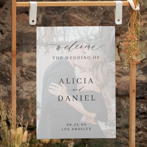 Elegant photo wedding acrylic welcome sign